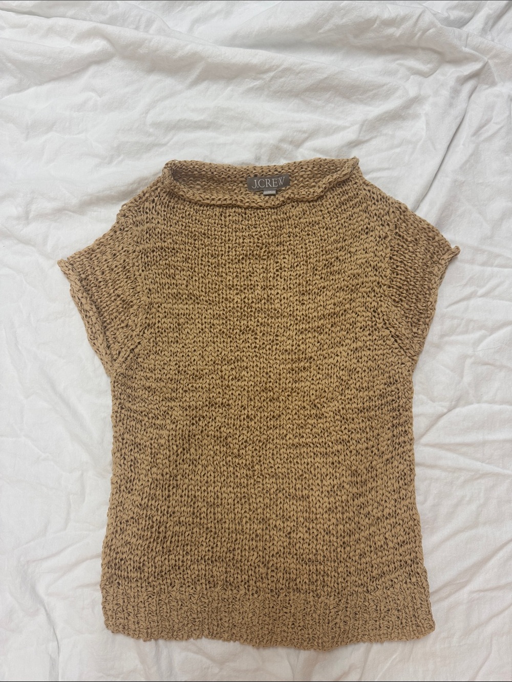 J. Crew Short Sleeve Crewneck Knit Sweater in Camel Brown - Picture 1 of 3